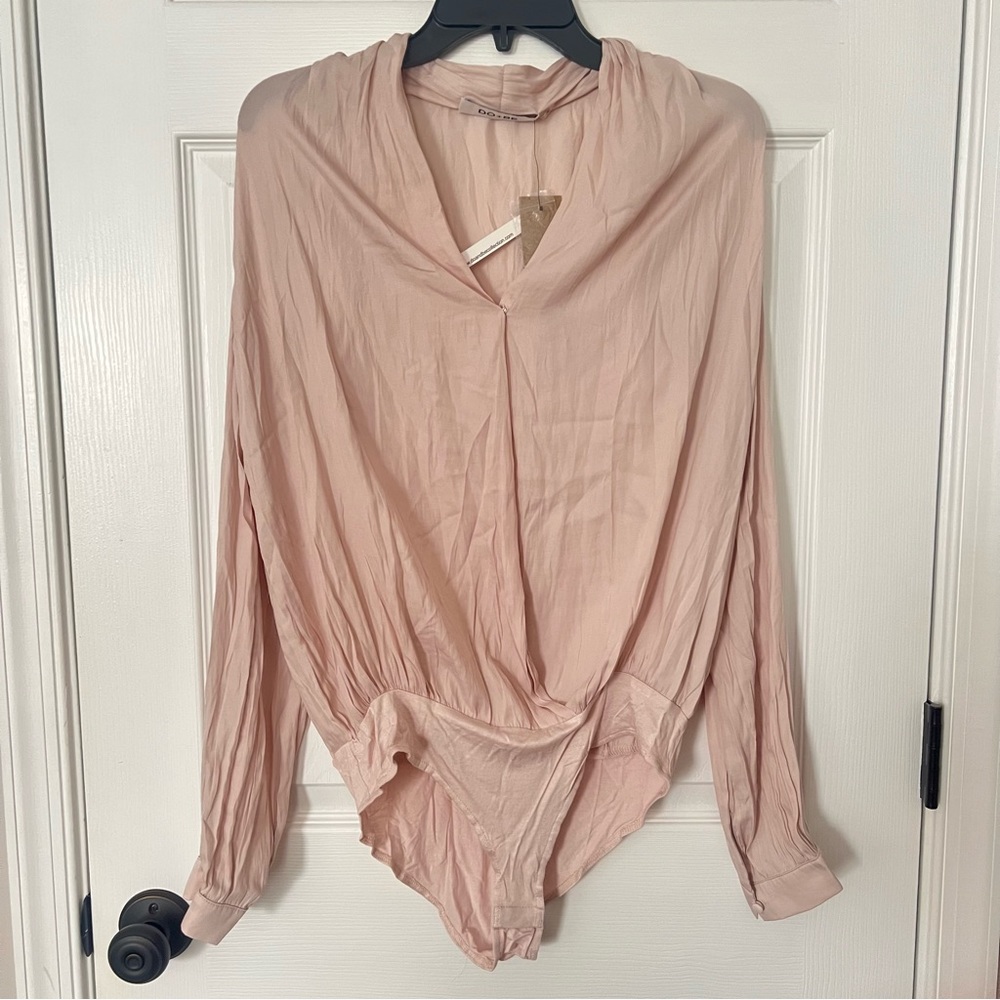 Long Sleeve Satin Surplice Bodysuit